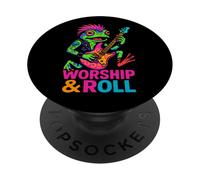 Worship & Roll Funny Rock 'n Roll Juego de Palabras Fe Cristiana PopSockets PopGrip Adhesivo
