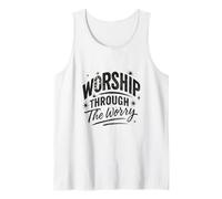 Worship Through The Worry Retro Distressed Lettering Camiseta sin Mangas