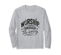Worship Through The Worry Retro Distressed Lettering Manga Larga