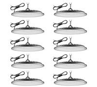 Worshow 10 Pack 300W UFO LED Lámpara de Alta Bahía, 30000LM 6500K Blanco Frío LED Iluminación Comercial, IP65 Impermeable Luces de Garaje Para Garajes, Tiendas, Fábricas, Granero