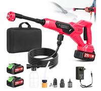 Worshow Limpiador de Alta presión con batería, 120 B ar/1700PSI Mobile de Alta presión con 2 baterías de 3000 mAh, 6 en 1, Limpiador de Alta presión inalámbrico con Manguera de 5 m