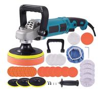 Worshow Pulidora Coche 1600W con Almohadillas de Pulido de 5”, 6” y 7” para Automóviles, Pulidora Orbital de 12V con 6 Vitesse Variable, Máquina Pulidora para Automóviles/Cuero/Madera/Vidrio