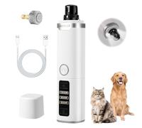 Wortade Molinillo de uñas para perros, cortaúñas eléctrico silencioso de 3 velocidades, cortaúñas recargable para perros con 2 luces LED para perros pequeños, medianos y grandes, kit de aseo mejorado