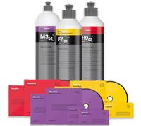 wortek - Juego de abrillantadores Koch Chemie con almohadilla de espuma y paño de pulido: Heavy Cut + Fine Cut + Micro Cut Koch Chemie abrillantadores (3 almohadillas de 76 mm + abrillantador de 250