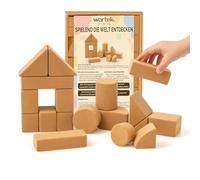 wortek Juego de bloques de construcción de corcho para niños, 32 piezas, juguetes a partir de 2 años, bloques de construcción, juguetes para niños