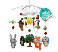 wortek Mobile Baby Mobile Baby - Cambiador móvil con animales del bosque de fieltro para colgar - Móvil de bebé para colgar - Móvil para bebé, campana, habitación de bebé, decoración para niños y
