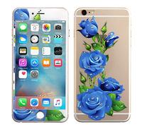 wortek Premium Protector de Pantalla Apple iPhone 6 6S Tanque Cristal 9H Vidrio Protector de Pantalla Vidrio Templado 0,26 mm Fino con un Precioso Patrón/auténtico Multicolor Rosen Blau