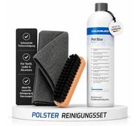 wortek Set de limpieza de tapicería: Koch Chemie Pol Star Textil Piel Alcantara Limpiador 1L + Botella de Espuma, Pulverizador, Cepillo de limpieza, almohadilla de limpieza y paño de microfibra para