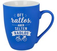 WORTGEFECHTE Taza de café con texto divertido, 350 ml, superficie de silicona suave al tacto, taza de café de alta calidad, regalo para mujeres y hombres (a menudo perplejos pero raramente sin rueda