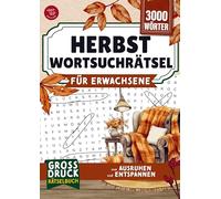 Wortsuchrätsel für Erwachsene. Herbst. Großdruck-Rätselbuch zum Entspannen und Ausruhen