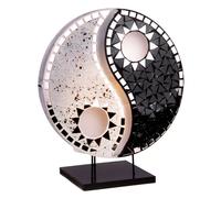 Woru Lámpara de mesa Ying Yang piedras mosaico negro