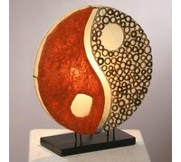 Woru Lámpara de mesa Ying Yang sobre base de madera 33 cm