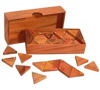 WORU Tri-Dominós de Madera, en Caja con Tapa, para 2-4 Jugadores, Juego comunitario, Juego de Viaje