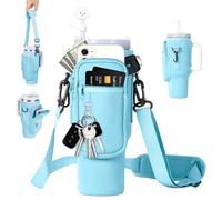 WoRuyKot Bolsa portabotellas de agua para Stanley Cup 40 oz, accesorios para copa Stanley, soporte para botella de agua con compartimento para teléfono móvil y correa de hombro ajustable, adecuada