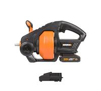 WORX 20V - Barrera de drenaje, hurón desatascador de tuberías, serpiente inalámbrica de iones de litio WX891, eje telescópico de 7,6 m, tubos de dragado de 19-76 mm, luz LED, eje reemplazable