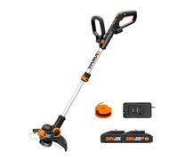 Worx 20V Recortadora de Césped WG163E.3, Desbrozadora y Cortadora 2 en 1 | Con línea de Corte, Diámetro de Corte de 30cm, Cabezal recortador giratorio 90°, mango telescópico, 2*2.0Ah baterías