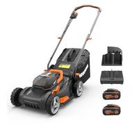 WORX 40V Cortacésped inalámbrico WG734E, 40cm, 2 * 4.0Ah baterías | IntelliCut, bolsa 45L, mulching 2 en 1, 7 alturas, para 400-550 m², cargador doble