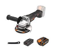 WORX Amoladora Brushless a batería 125mm 20V | PowerShare | WX812 | Incluye 1 batería 4Ah, cargador y maletín | Motor sin escobillas | Cuerpo delgado para un mejor agarre