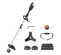WORX Cortabordes y desbrozadora Nitro 38cm 40V (2x20V) | PowerShare | Motor sin escobillas | WG186E.1-2 baterías 4Ah| Cargador | 2 en 1 | Doble Hilo