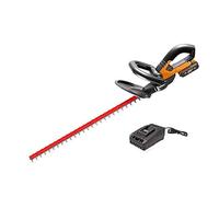WORX Cortasetos inalámbrico de 20 V WG260E.5, PowerShare, 2,0 Ah, cuchillas doble corte 61 cm para cortes uniformes, vibraciones reducidas, funda protectora, 2200 /min, cargador rápido 1 hora, 18
