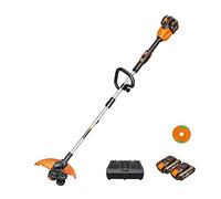 WORX Desbrozadora con batería WG184E de 36 V (máx. 40 V), 2 x 20 V/2,0 Ah, Powershare, 33 cm de ancho de corte, plegable, cargador doble de 1 hora, 2 x 18 V