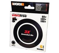 WORX Juego de hojas de papel de lija para lijadora excéntrica, vibrafree (125 mm de diámetro, grano 60, 120 y 180, 1 pieza, wa2064