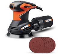WORX Lijadora Rotorbital 300W 125mm | WX 652.1 | Sistema de aspiración de polvo y bolsa recoge polvo, sistema de anclaje por velcro, diseño ergonómico, compacto y ligero