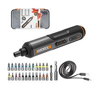 WORX Mini Atornillador Inalámbrico de 4V, WX240 Juego de Atornillador, 1,5 Ah, Ajuste de Par de 3 Velocidades, Luz LED, 5/4/2,5 N.m