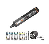 WORX Mini destornillador eléctrico WX240 de 3,6 V (4 V máx.) con par de 3 engranajes, potencia de 5 Nm, 24 puntas de destornillador, luz LED, ligero, inalámbrico, carga USB C, ideal para proyectos de