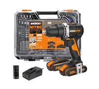 WORX NITRO 18V(20V MAX) Taladro Atornillador Eléctrico sin Cable WX102.1, Herramienta PowerShare, 60 Nm, Control de 2 Velocidades, Embrague de 18+1 posiciones