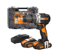 WORX NITRO 18V(20V MAX) Taladro de Percusión sin Cable WX352.4, PowerShare, Motor sin Escobillas, 60Nm, Control de Velocidad Variable, luz LED, 2.0Ah Baterías Recargables Suministradas
