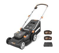 WORX Nitro WG745E - Cortacésped inalámbrico 40 V - 4 Ah - Superficie máxima de 500 m² - Ø41 cm - 50 L - Corte hasta los Bordes - 6 Alturas de Corte - Incluye 2 baterías y Cargador
