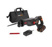 WORX Sierra sable Brushless 20V | PowerShare | WX516-1 batería 4Ah | Motor sin escobillas, patín pivotante ajustable, cambio de cuchilla sin herramientas