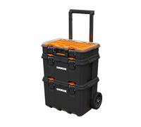 WORX - Sistema de almacenamiento modular, negro, incluido: carrito ruedas de 7 pulgadas, malette, organizador con junta impermeable, 5 años de garantía, tamaño: 41,1 x 52,5 x 69,4 cm