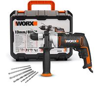 WORX | Taladro percutor 810W | WX318 | 3.000 r.p.m | 48.000 i.p.m | portabrocas de 13mm | control de velocidad variable | Incluye maletín, 3 brocas HSS y 3 brocas para hormigón
