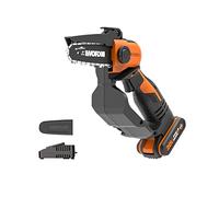 WORX WG324E Mini sierra de cadena para poda 20V, PowerShare, Incluye 1 batería 2 Ah y cargador, Motosierra de poda, Ligera y compacta, Espada de 12 cm, para ramas y jardinería en general