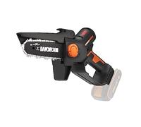 WORX WG325E.9 Mini motosierra a batería, 20V, una sola mano, potente motor brushless, espada 12cm, ligera, compacta, lubricación automática de la cadena, sin batería ni cargador, para ramas y jardines