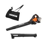 WORX Aspirador de Hojas 40V Máx. 2x20V | WG583E.9 | PowerShare | Sin batería ni Cargador |2 en 1 Recoger y aspirar - Bolsa de 35 L | Incluye Toberas | Ligero