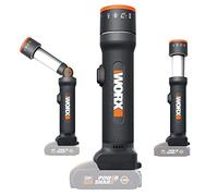 WORX WX027.9 Linterna LED 4 en 1 20V Sin Batería, Alcance 80m, Cabezal Giratorio ±72°, Funciones Antorcha, Foco 360°, Lámpara y Señal SOS