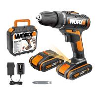 WORX WX101.1 Taladro atornillador 20V Máx, WX101.1, PowerShare, Incluye 2 baterías, cargador y maletín, 30Nm, Ligero y compacto, Portabrocas 10 mm