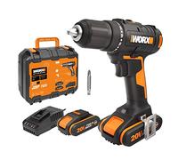 Taladro atornillador 20V Máx. Worx | PowerShare |WX108 ligero |2 baterías 2Ah, cargador y maletín | Portabrocas 13mm, 45Nm | Luz LED y punta de atornillar doble