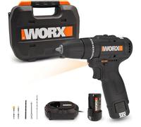 WORX Taladro percutor a batería | WX121 | Motor sin escobillas | 12V Máx. | 40Nm | Incluye 2 baterías 2Ah, cargador y maletín | Potente y ligero | Manejable