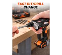 WORX WX177 Taladro Atornillador De Batería 20V 2-En-1 Sistema Rápido Set Nuevo