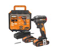 WORX WX265, Atornillador de impacto Nitro 20V Máx., Motor sin Escobillas, 3 velocidades, 2 modos, 200 Nm, 3.400 r.p.m, ligero y compacto, incluye 2 baterías de 20V - 2 Ah, Cargador Y mal