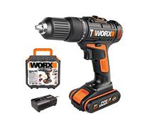 WORX WX371 Taladro atornillador de percusión, inalámbrico, 18 V (20 V máximo), 2,0 Ah, PowerShare, 2 velocidades, maleta, portabrocas de 13 mm, 18 + 1 +1 niveles de par
