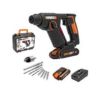 WORX WX394.6 H3 | Martillo sds-plus 20V | Función de taladro | Incluye 2 baterías de 2Ah, cargador y maletín | 3 Funciones | Ligero y compacto | Ideal para taladros en el techo