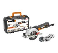 WORX WX439 Sierra Circular 500W WORXSaw XL, Disco 120 mm, 3 Discos | Sierra circular de 500 W con disco de 120 mm, corte de 46 mm a 90 grados y 30 mm a 45 grados, con 3 discos, guía y maletín