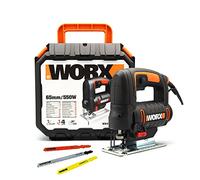 WORX WX477.1 Sierra de calar pendular 550W, Sistema pendular 4 niveles, Soplado de virutas, Extracción de polvo, Negro