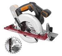 WORX WX530.9 Worxsaw XL Sierra Circular Brushless 20V Sin Batería, Sistema ExacTrack para Cortes Rectos, Base de Aluminio, Corte a Inglete 50°