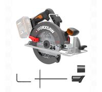 WORX WX533 Sierra Circular 190 mm 2x20V con 2 Baterías y Cargador | Compatible baterías desde 2,0 Ah, bisel 0-56°, gancho para viga, luz LED integrada